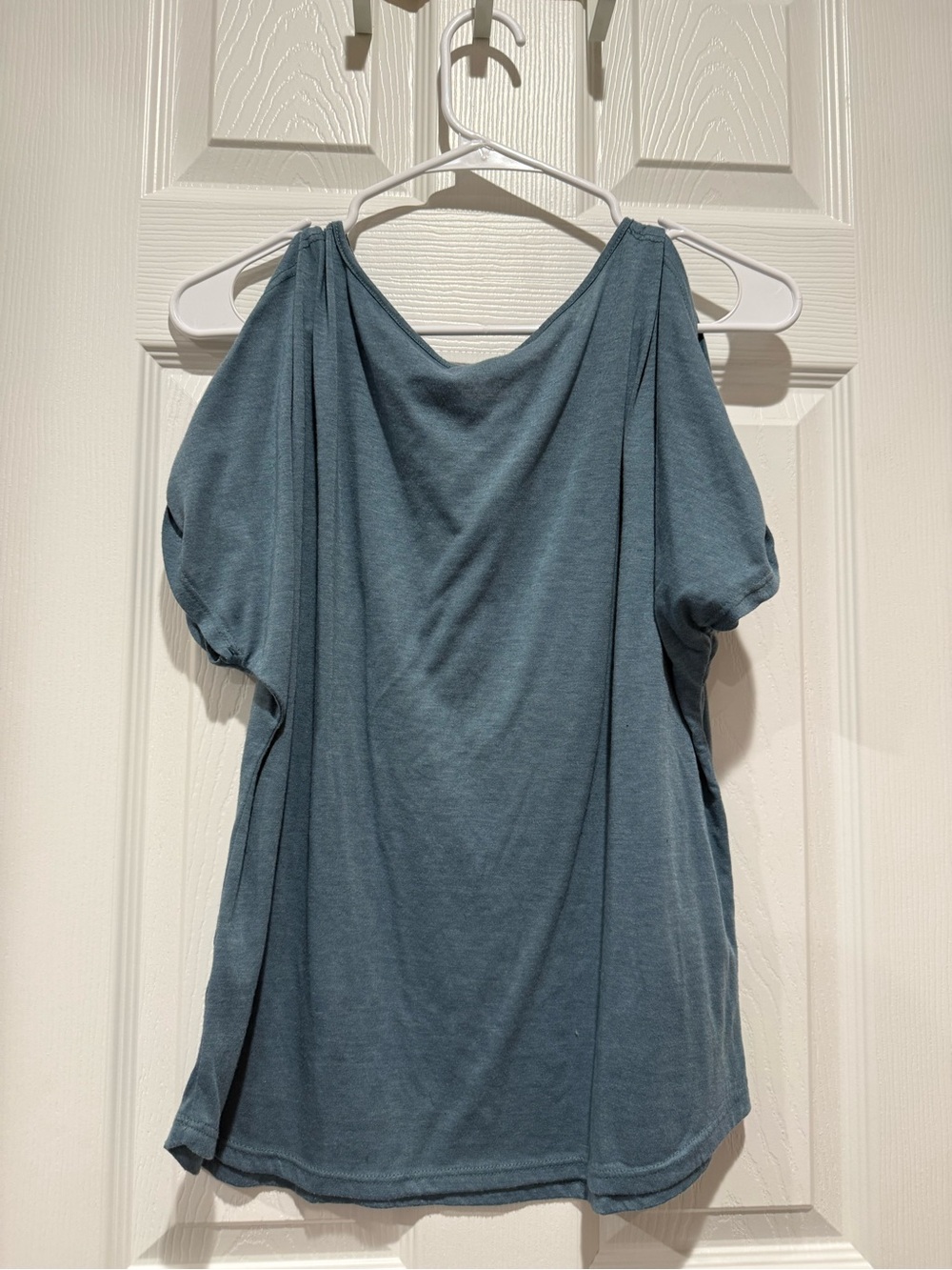 Women's Blue Cold-Shoulder Top